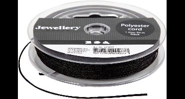 Polyester koord, dikte 1 mm, zwart, 50 m/ 1 rol