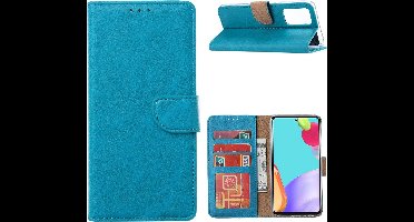 Samsung A52 hoesje Blauw - Samsung galaxy A52 5G bookcase met Pasjeshouder