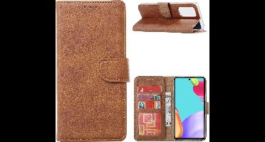 Hoesje Geschikt Voor Samsung Galaxy A52 hoesje Bruin - Hoesje Geschikt Voor Samsung Galaxy A52 5G bookcase met Pasjeshouder