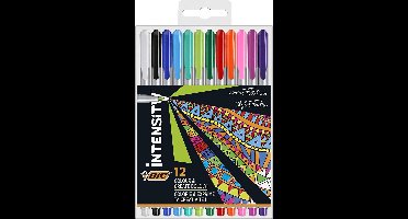 BIC Intensity Medium Creatieve Viltstift - Verschillende Kleuren - Pak van 12 Stuks - Medium Punt 0.7 mm