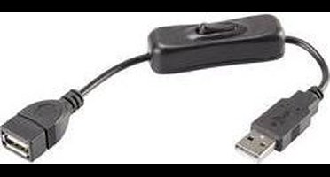 Renkforce USB-kabel USB 2.0 USB-A stekker, USB-A bus 0.25 m Zwart Incl. aan/uitschakelaar, Vergulde steekcontacten RF-3