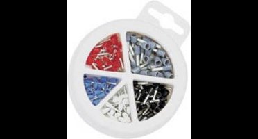 NWS 144-BI-150 Assortiment adereindhulzen 0.5 mm², 0.75 mm², 1 mm², 1.5 mm², 2.5 mm² Deels geïsoleerd Blauw, Grijs, Zwa