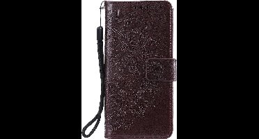 Shop4 - Samsung Galaxy S20 Ultra Hoesje - Wallet Case Mandala Patroon Donker Bruin