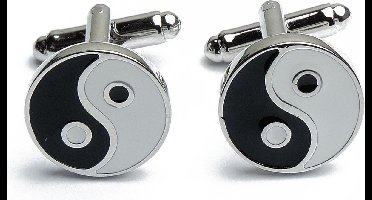 Manchetknopen - Yin Yang Symbool Yoga Teken Wit Zwart