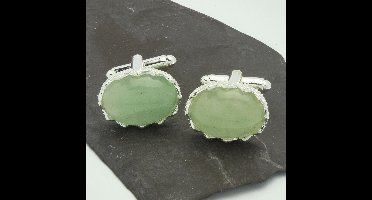 Manchetknopen - Edelsteen Ovaal Aventurijn Kartelrand