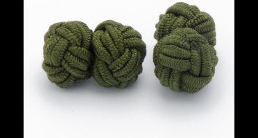 Manchetknopen - Zijden Knoop Groen Legergroen Armygreen