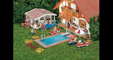 Faller - Zwembad en tuinhuisje - modelbouwsets, hobbybouwspeelgoed voor kinderen, modelverf en accessoires