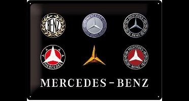 Wandbord - Mercedes Benz Logo Evolutie -30x40 cm