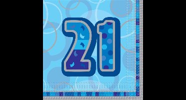 Haza Original Servetten 21 Jaar 33 X 33 Cm 16 Stuks Blauw