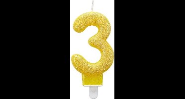 Amscan Kaars '3' Geel 7 Cm