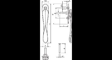 Raamkruk Compa, extreem platte uitvoering van 15mm, met stift 7x70mm, zwart