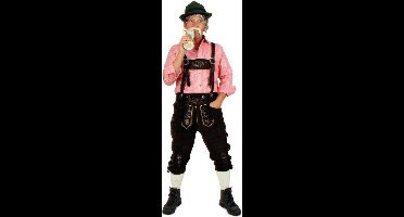 Lederhose donkerbruin knee-over + borduur mt.62