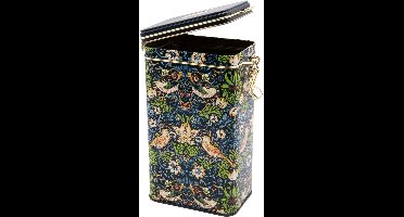 Fridolin 19397 - storage box/coffee tin made of metal with bracket closure, volume approx. 1.4 liters - William Morris: strawberry morris