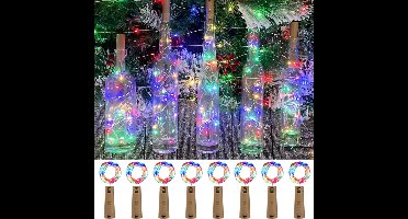 10 stuks wijnfleslampjes met kurk, 10 LED's, 1 m draad, kurkfleslampjes, mini-lichtsnoer, voor zelfgemaakte potten, Halloween, Kerstmis, feesten, bruiloften (veelkleurig) - sfeerverlichting voor eettafeldecoratie als cadeau