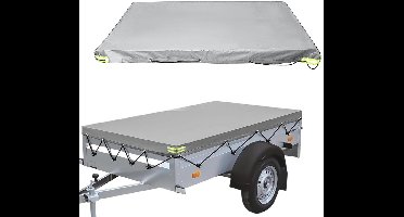 Afdekzeil Aanhanger - Grijs- 207 x 114 cm - met Koord - Waterdicht, Winddicht, Scheurvast