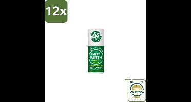 Happy Earth – Deodorant Roll-On – 100% Natuurlijk Bergamot Cedarwood – 75 ml - Voordeelverpakking - 12 stuks - Natuurlijke deodorant - Roll-on deodorant