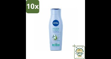 10 x NIVEA - Shampoo - Volumeverzorging - Versterkend - Gezonde Zorg - 250 ml - Grootverpakking - Haar Volume - Fijn Haar - Futloos Haar - Volume Shampoo - Versterkend Haar