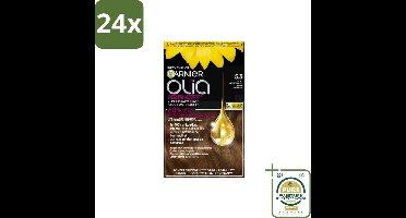 Garnier - Olia 5.3 - Haarkleuring - Licht Goudbruin - Zonder Ammoniak - 60% Olie - Permanente Kleur - Voordeelverpakking - 24 stuks - Garnier Olia - Olie Delivery System
