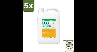 5 x Ecover - Afwasmiddel - Essential Citroen - 5 liter - Grootverpakking - Ecover Afwasmiddel - Afwasmiddel Citroen - Natuurlijk Afwasmiddel - Vetverwijderend Afwasmiddel - Milieuvriendelijk Afwasmiddel