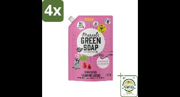 Marcel's Green Soap - Vloeibaar Wasmiddel - Universeel - Navulling - Patchouli & Cranberry - Effectief & natuurlijk - 23 Wasbeurten - 1 liter - Voordeelverpakking - 4 stuks - Wasmiddel navul - Ecologisch wasmiddel
