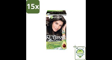 15 x Garnier - Nutrisse Ultra Crème 3 - Haarkleuring - Donkerbruin - Intens Voedend - Permanente Kleur - Grootverpakking - Haarverf - Permanente Haarkleur - Grijsdekking - Voedende Haarkleur - Nutrisse Ultra Crème