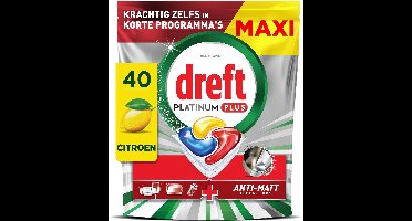 Dreft Platinum Plus Vaatwastabletten Citroen - Anti-Dofheidstechnologie - 40 stuks