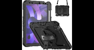 Accezz Tablet Hoes - Geschikt voor Apple iPad Air 5 (2022) / Air 4 (2020) - Backcover Shoulder Strap - Zwart