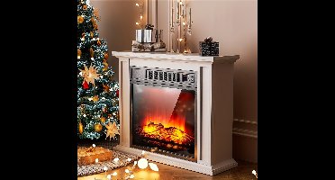 Elektrische Haard – Sfeerkachel – Inbouwhaard – Vloerhaard – Haardmantel – Zwarte Vrijstaande Haard – Realistisch Vlameffect – 2000 Watt Verwarming