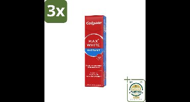 3 x Colgate Tandpasta Max White Optic 75 ml - Grootverpakking - Tandpasta - Witte Tanden - Optische Whitening - Direct Wittere Tanden - Tanden Poetsen