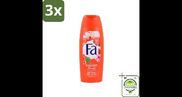 3 x Fa - Paradise Moments - Douchecrème - Hibiscusbloem - 250 ml - Grootverpakking - Douchecrème - Hibiscus - Vegan - Natuurlijke Ingrediënten - Duurzame Verpakking