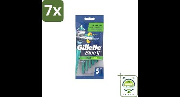 7 x Gillette Blue II - Plus Slalom - Wegwerpscheermesjes - 5 Scheermesjes - Grootverpakking - Wegwerp Scheermesjes - Scheermesjes Voor Mannen - Gillette Blue II - Scheermesjes - Scheermesjes Met Lubrifiant