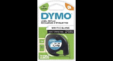 DYMO LetraTag originele plastic labels | Zwart afdrukken op witte etiketten | 12 mm x 4 m | Zelfklevende multifunctionele labels voor LetraTag labelprinters | gemaakt in Europa