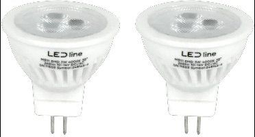 LED line PRIME LED Spot GU4 MR11 - 3W (vervangt 30W) - 330lm - Ø35mm - 12V - Energiezuinig - 2 stuks