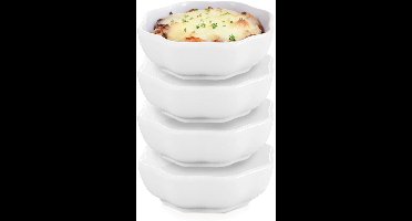 Snackkommen Keramiek 7,5 cm, 50 ml 4 stuks - Snackkom - Dipschalen - Set - Kleine Komen voor Dipsauzen en Snacks