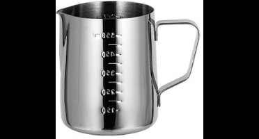 Melkopschuimer - Melkkannetje - Latte Art-kannetje - Gegradueerd - Roestvrij staal - Geschikt voor Latte Art - 600 ml - Zilver