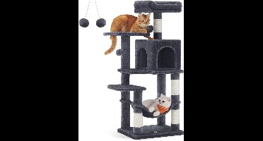 Feandrea Cat Tree Cat Tree Cat House with 4 Scratching Posts 2 Platform Hammock Cave Smoke Grey PCT261G01