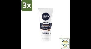 3 x NIVEA MEN - Sensitive - Gezichtsgel Huid & Stoppelbaard - 50 ml - Grootverpakking - Gevoelige Huid Verzorging - Stoppelbaard Verzorging - Alcoholvrije Gezichtsgel - Huidirritatie Verlichting - Gezichtsgel Mannen