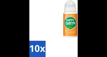 10 x Happy Earth – Deodorant Roll-On – 100% Natuurlijk Rose Petitgrain – 75 ml - 100% Natuurlijk Deodorant - Roll-on Deodorant - Bloemige Geur - Frisse Geur - Anti-irritatie