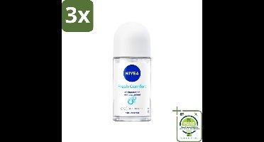 3 x NIVEA - Deodorant Roller - Frisse Comfort - Antibacterieel - 50 ml - Grootverpakking - NIVEA Deodorant - Deodorant Roller - Antitranspirant - Frisse Geur - Katoen Geur