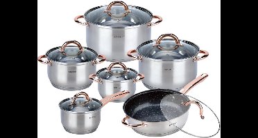 Kinghoff 1766 - 12 delige pannenset - kookpannen - 16-16-18-20-24-24 cm - met deksel