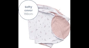 Doomoo Softy Hoes – Vervanghoes voor Voedingskussen Softy – Biologisch katoen – 150 cm – Flower Pink