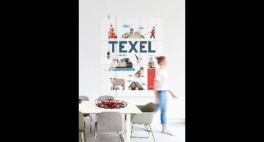 IXXI Texel, Jochem Coenen & Kunst in Kaart - 60 x 80 cm - Gratis ophangtool - Grote wanddecoratie en posters - Speels, Grafisch Ontwerp, Illustraties