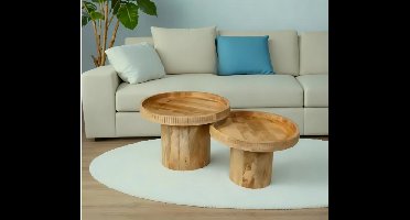 Salontafel Flora set van 2 rond mangohout