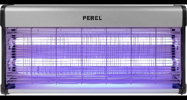 Perel Elektrische insectenverdelger, insectenlamp UV, UV lamp, muggenlamp, vliegenval, anti muggen anti vliegen anti wespen, spanningsrooster 2800 V, 80 m², uitneembare opvangbak, metaal