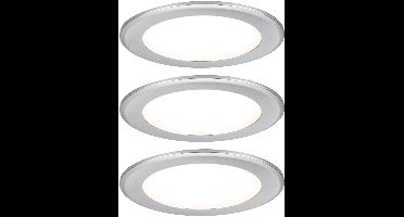 LED-meubelinbouwlampen Set van 3 rond 65mm 3x2,5W 3x180lm 230/12V 3000K Staal geborsteld
