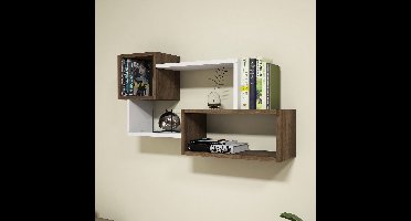 Afro Wandplank | 100% MELAMINE | Wit, Walnoot - Asir Group - Wandrek - Wit; Bruin - Melamine