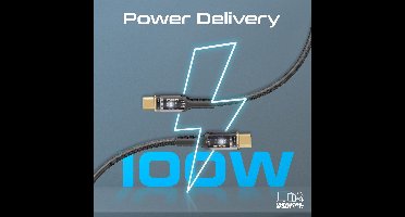 ProMate® Premium USB-C naar USB-C Kabel, Snel Opladen 100W Power Delivery Type-C Kabel met Transparante Uiteinden, LED, 25000+ Lange Buiglevensduur, 480Mbps Gegevenssynchronisatie en 200cm Nylon Gevlochten Snoer, voor Telefoon, Laptop, Ipad Zwart.