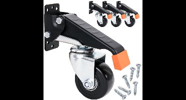 wielen - heavy duty - verlaagbaar - 4 stuks - Laadvermogen 300 kg - Wielbreedte 2 Inch - staal - zwart