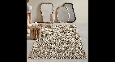 Mia’s Teppiche Soil – robuust in- & outdoor vloerkleed, weerbestendig & slijtvast, ruitpatroon naturel 140 x 200 cm