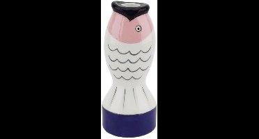 Housevitamin Kaarshouder- Kandelaar - Vis - Dolomiet - Blauw/Wit/Roze - 7x7x16,5cm